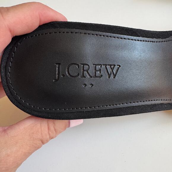 J. Crew Black Suede Slides Block Heels BH858 Size 9 EUC Open Toe Preppy Slip On - Picture 10 of 10